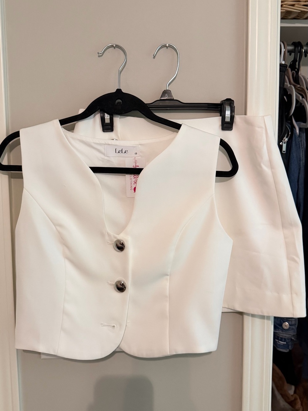 White Two-Piece Skirt Set - Sleeveless Vest & Mini Skirt